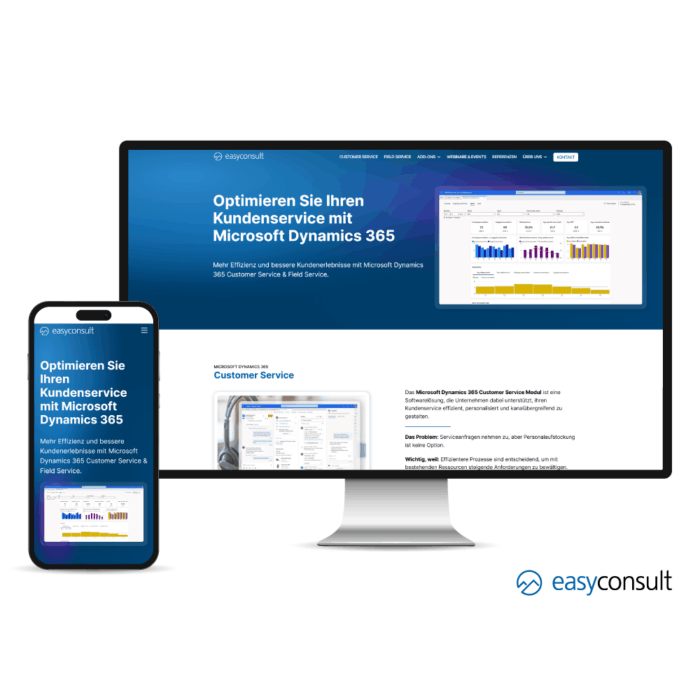Desktop und Mobile Screen, die Startseite von easyconsult.at wird gezeigt